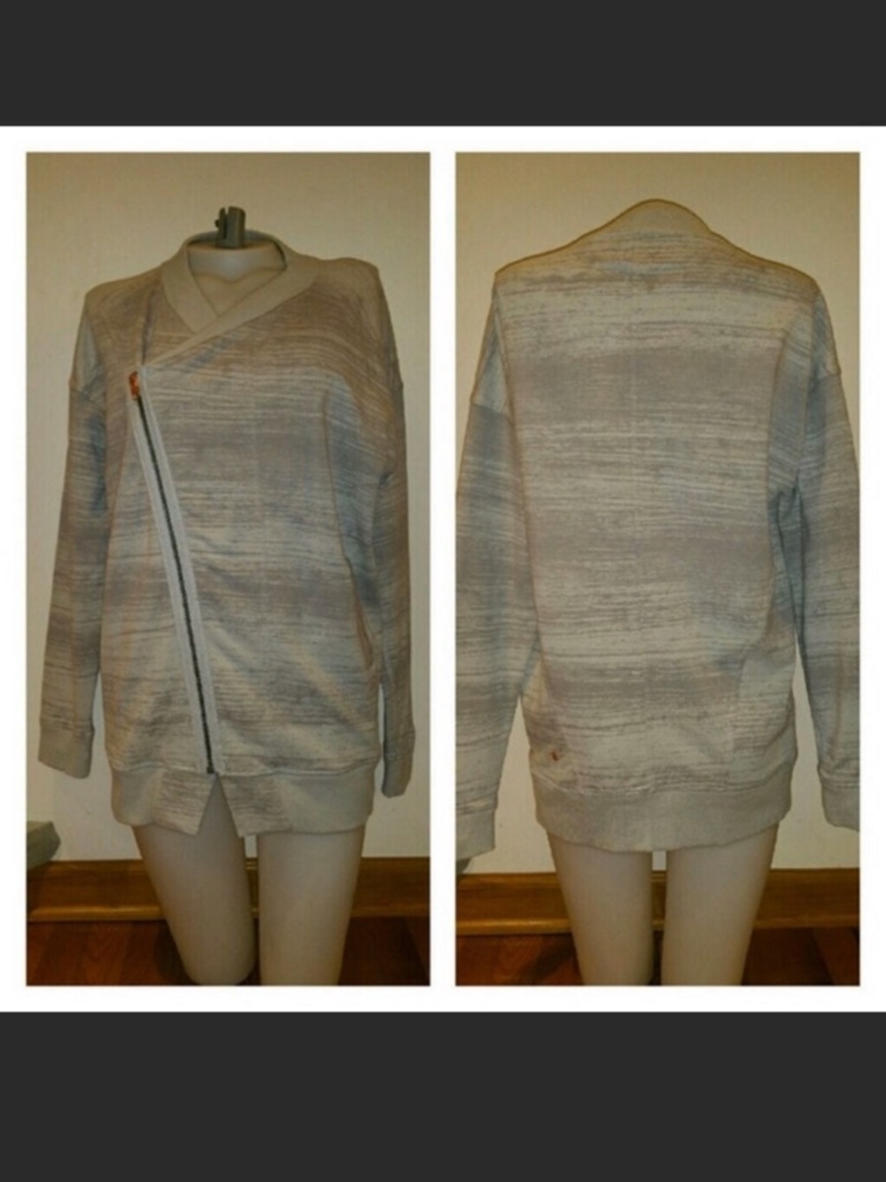 lululemon athletica Heathered Light Gray Asymmetrical Zip Jacket